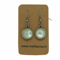 Boucles d oreilles double face cabochon en resine vert et en verre tortue crochet en acier inoxydable 19 