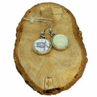 Boucles d oreilles double face cabochon en resine vert et en verre tortue crochet en acier inoxydable 2 