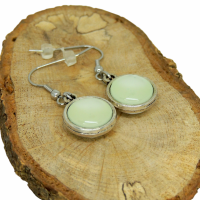 Boucles d oreilles double face cabochon en resine vert et en verre tortue crochet en acier inoxydable 4 