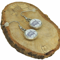 Boucles d oreilles double face cabochon en resine vert et en verre tortue crochet en acier inoxydable 5 