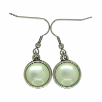 Boucles d oreilles double face cabochon en resine vert et en verre tortue crochet en acier inoxydable 9 