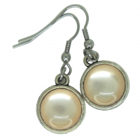 Boucles d oreilles double face rose pale cabochon en resine crochets en acier inoxydable 1 