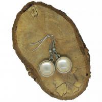 Boucles d oreilles double face rose pale cabochon en resine crochets en acier inoxydable 2 