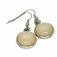 Boucles d oreilles double face rose pale cabochon en resine crochets en acier inoxydable 2 
