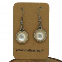 Boucles d oreilles double face rose pale cabochon en resine crochets en acier inoxydable 3 