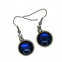 Boucles d oreilles doubles face cabochon en resine bleu crochet en acier inoxydable 2 