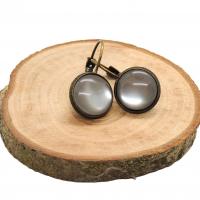 Boucles d oreilles en bronze cabochon 12 mm gris 1 