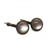 Boucles d oreilles en bronze cabochon 12 mm gris 2 