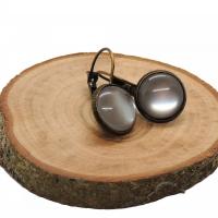 Boucles d oreilles en bronze cabochon 12 mm gris