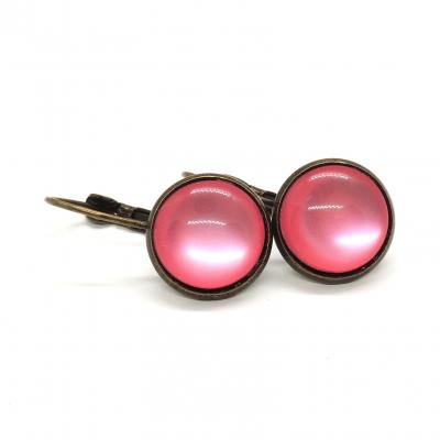 Boucles d oreilles en bronze cabochon 12 mm rose bonbon