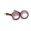 Boucles d oreilles en bronze cabochon 12 mm rose dragee 1 