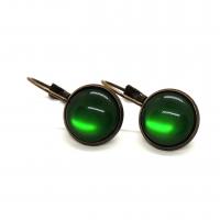 Boucles d oreilles en bronze cabochon 12 mm vert 1 