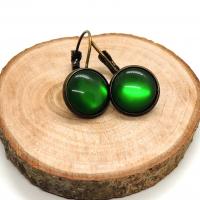 Boucles d oreilles en bronze cabochon 12 mm vert 3 