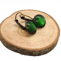 Boucles d oreilles en bronze cabochon 12 mm vert 4 