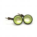 Boucles d oreilles en bronze cabochon 12 mm vert pomme 1 