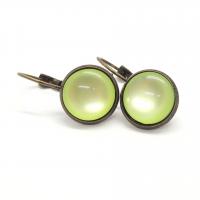 Boucles d oreilles en bronze cabochon 12 mm vert pomme 2 