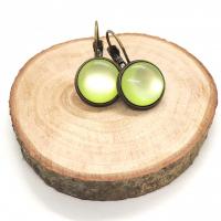 Boucles d oreilles en bronze cabochon 12 mm vert pomme 3 