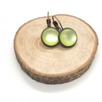 Boucles d oreilles en bronze cabochon 12 mm vert pomme 4 