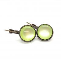 Boucles d oreilles en bronze cabochon 12 mm vert pomme