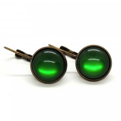 Boucles d oreilles en bronze cabochon 12 mm vert