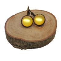 Boucles d oreilles en bronze cabochon jaune 12 mm 1 