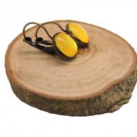 Boucles d oreilles en bronze cabochon jaune 12 mm 2 