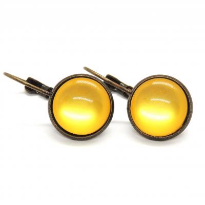 Boucles d oreilles en bronze cabochon jaune 12 mm dos