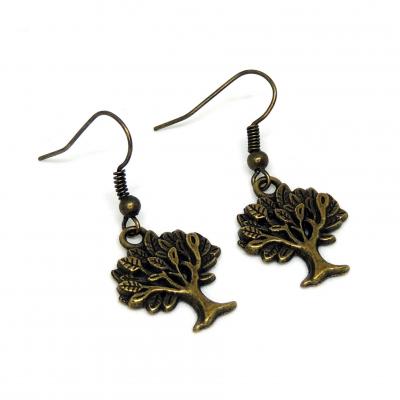 Boucles d oreilles en laiton couleur bronze arbre de vie