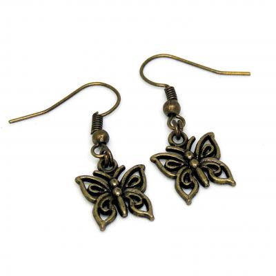 Boucles d oreilles en laiton couleur bronze petit papillon