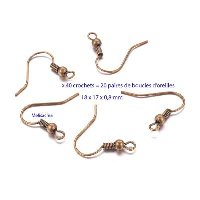 Boucles d oreilles en laiton couleur bronze sans nickel 18 x 17 x 0 8mm 40 crochets 2 