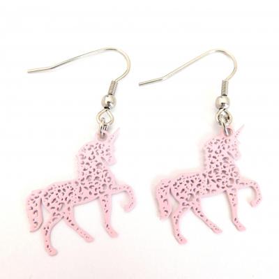 Boucles d oreilles estampe licorne rose clair 6