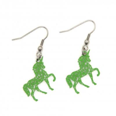 Boucles d oreilles estampe licorne vert 2