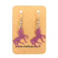 Boucles d oreilles estampe licorne violet 3