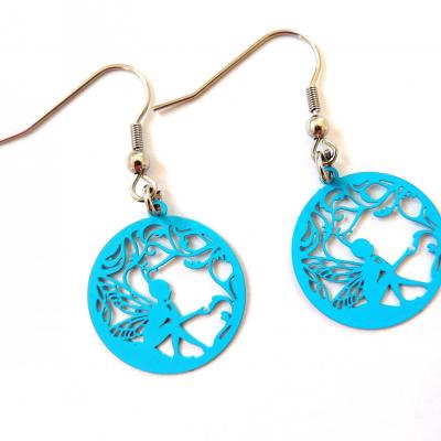 Boucles d oreilles fee bleu