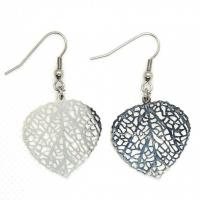 Boucles d oreilles feuille coeur argente 3
