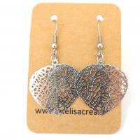 Boucles d oreilles feuille coeur argente 4