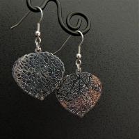 Boucles d oreilles feuille coeur argente 5