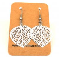 Boucles d oreilles feuille coeur blanc 3