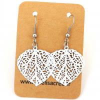 Boucles d oreilles feuille coeur blanc 4