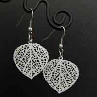Boucles d oreilles feuille coeur blanc 6