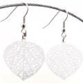 Boucles d oreilles feuille coeur blanc 7