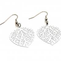 Boucles d oreilles feuille coeur blanc 9