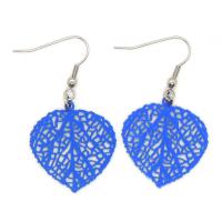 Boucles d oreilles feuille coeur bleu 2