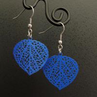 Boucles d oreilles feuille coeur bleu 4