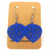 Boucles d oreilles feuille coeur bleu