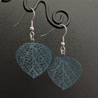 Boucles d oreilles feuille coeur gris 5