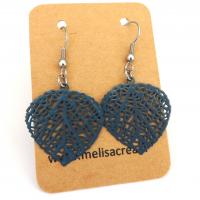 Boucles d oreilles feuille coeur gris
