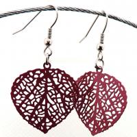 Boucles d oreilles feuille coeur prune 6
