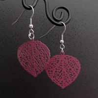 Boucles d oreilles feuille coeur prune