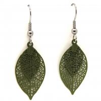 Boucles d oreilles feuille kaki 1